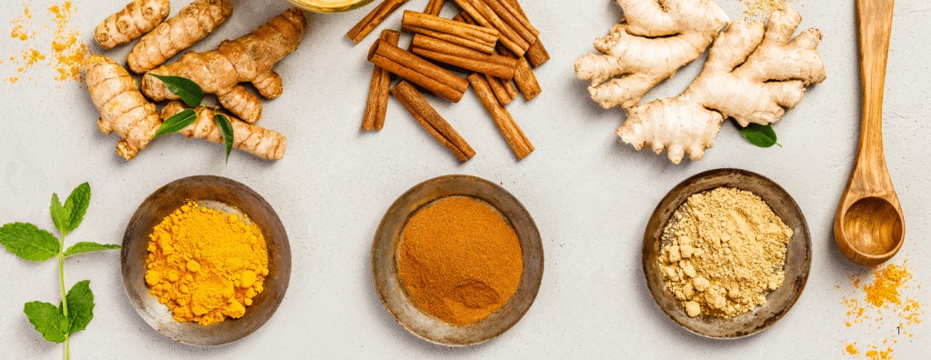 image of turmeric, ginger and cinnamon